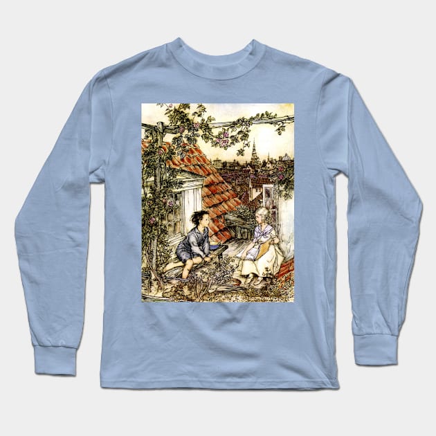 Kay and Gerda - The Snow Queen - Arthur Rackham Long Sleeve T-Shirt by forgottenbeauty